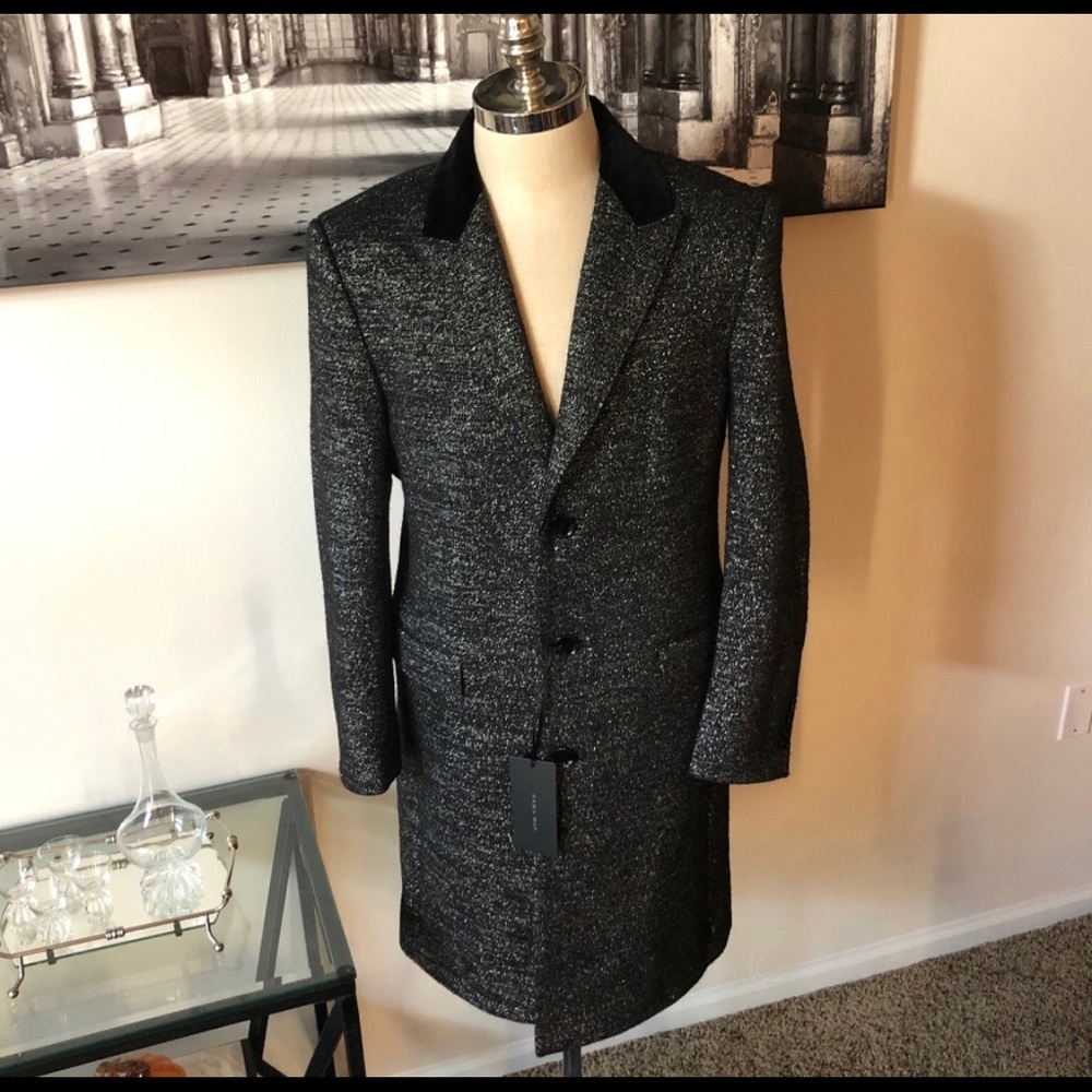 Zara metallic black and silver long coat